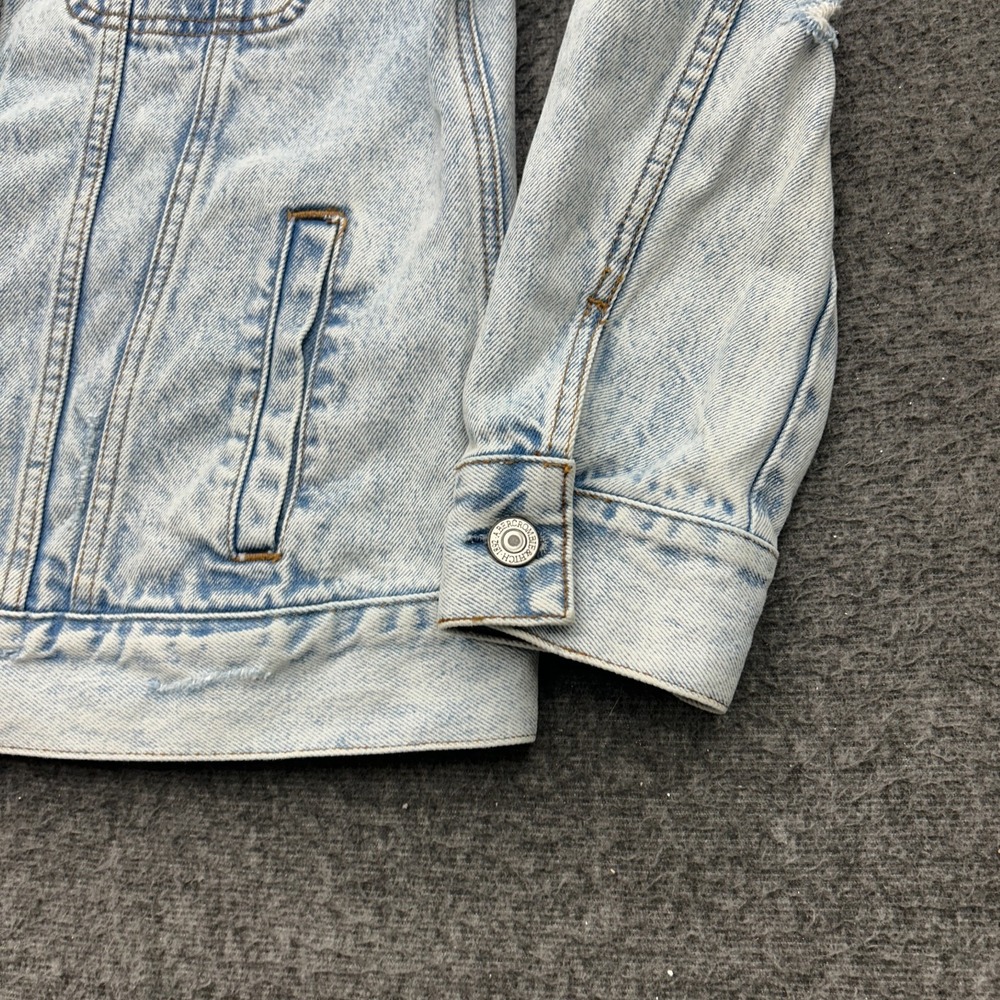 Abercrombie & Fitch Denim Jacket Womens Sz L Trucker Distressed Jean‎ Jacket - Picture 6 of 11